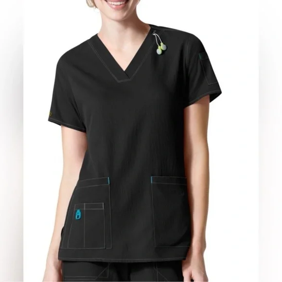 Carhartt Force Stretch Cross-Flex Black Scrub Top size Large - Picture 1 of 8